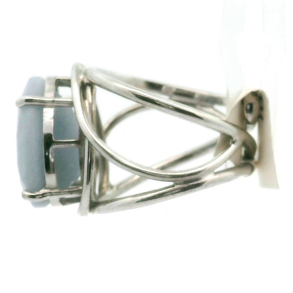 Angelite Faceted Cuff Ring .925 Silver for Communication and Connection with Angels