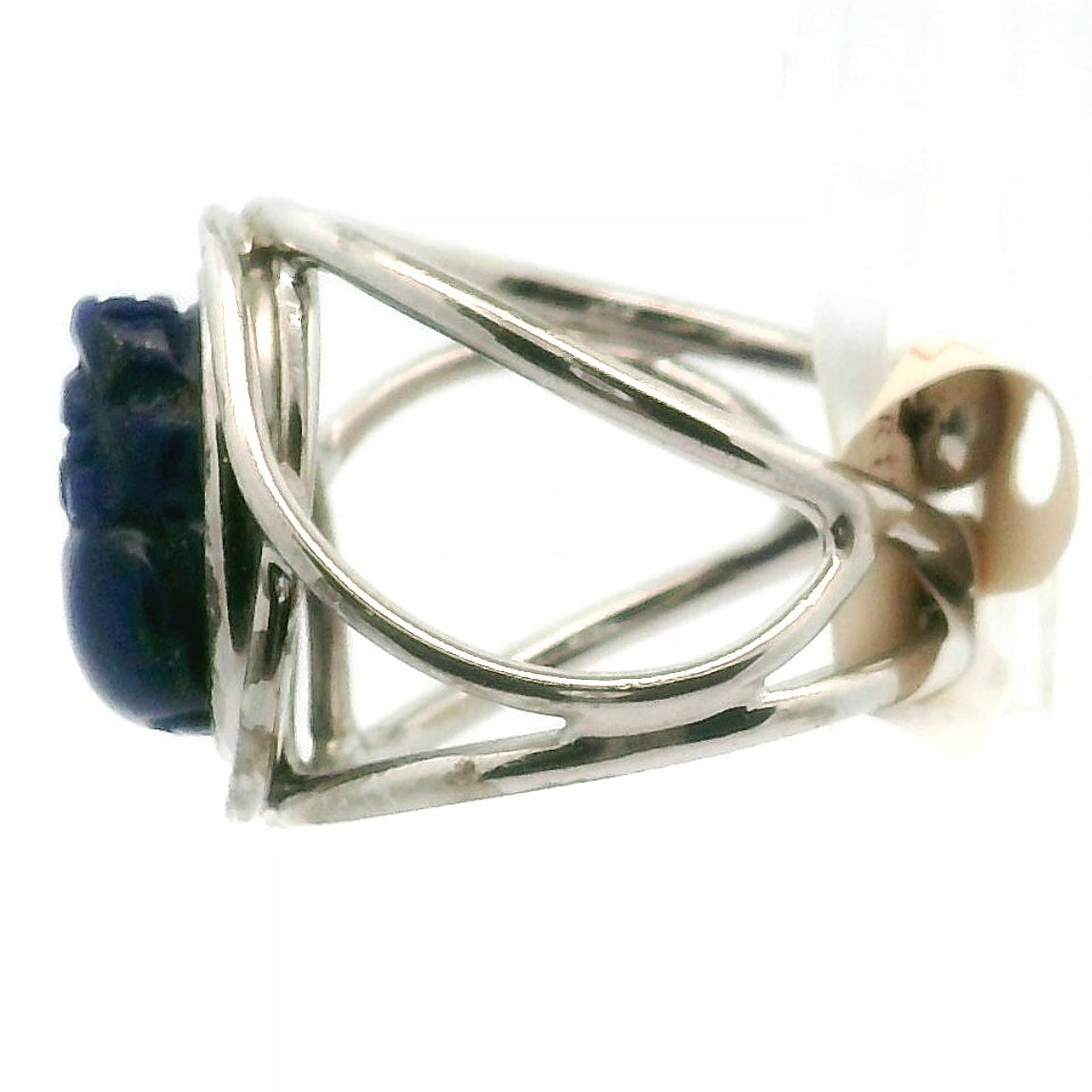 Lapis Lazuli Pixiu Finger Cuff Adjustable Ring .925 Silver for Power & Confidence