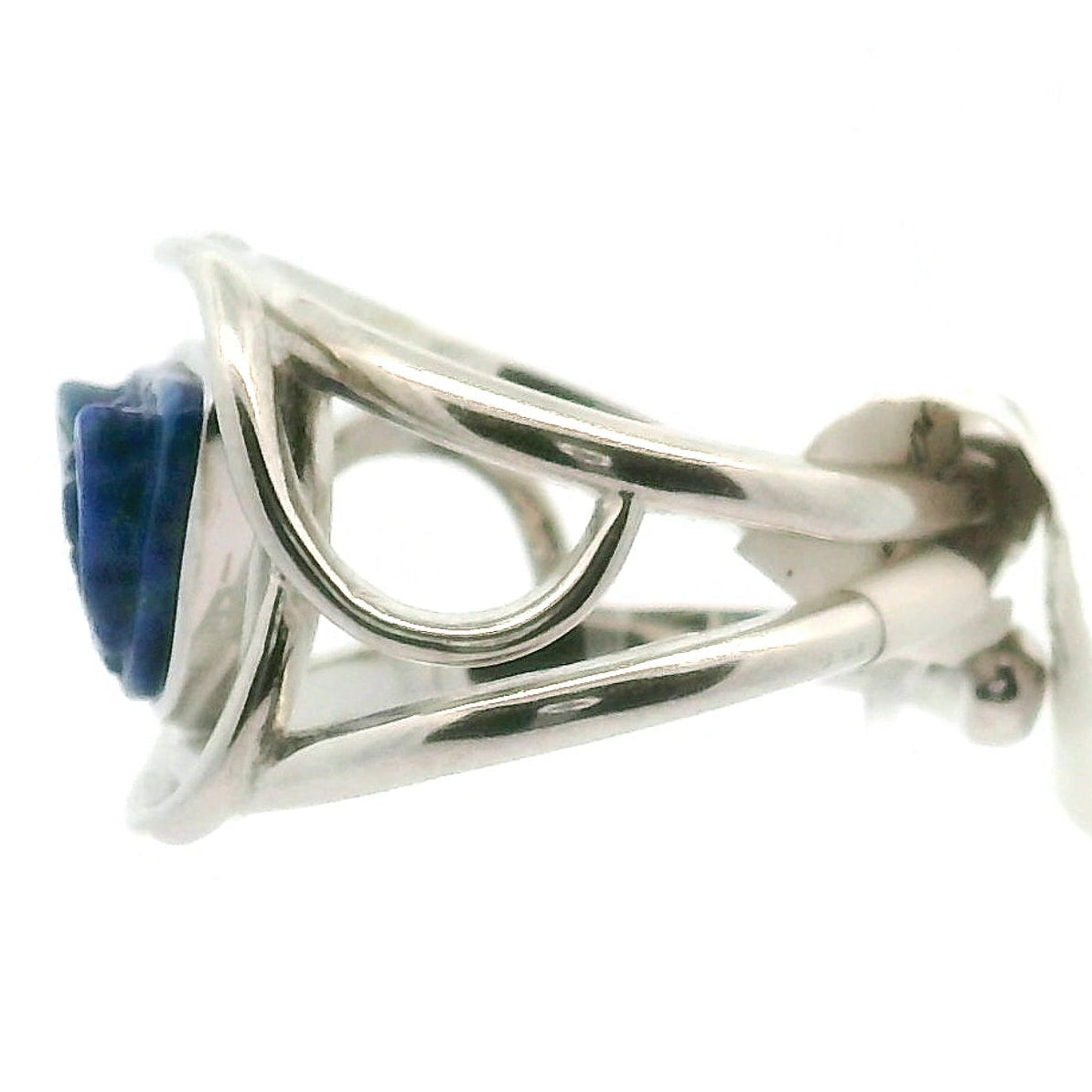 Lapis Lazuli Butterfly Adjustable Cuff Ring .925 Silver for Power & Confidence