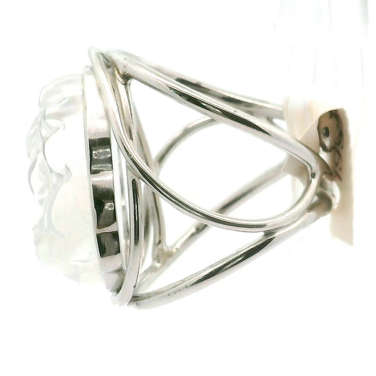 Blue Smoke Lemurian Quartz  Ninetails Cuff Ring .925 Silver for Ascension, Connection with Guides and Meditation
