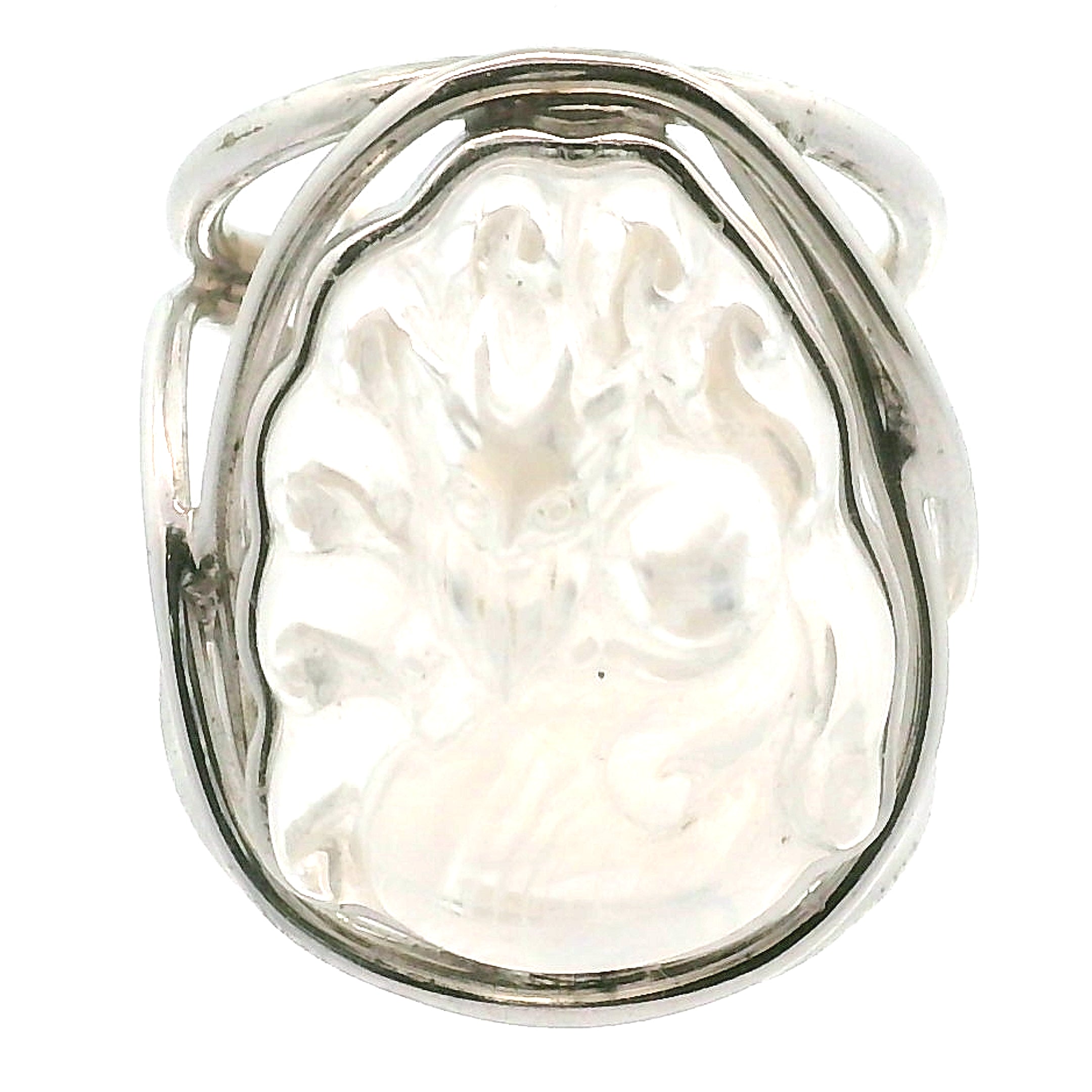 Blue Smoke Lemurian Quartz  Ninetails Cuff Ring .925 Silver for Ascension, Connection with Guides and Meditation