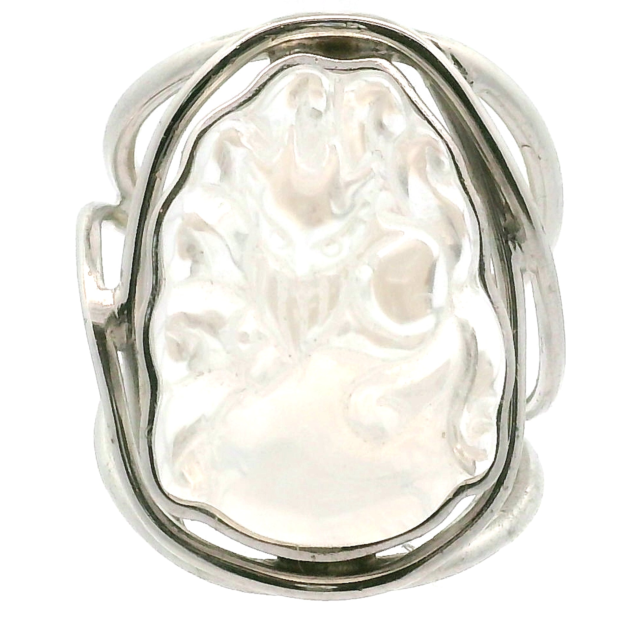 Blue Smoke Lemurian Quartz  Ninetails Cuff Ring .925 Silver for Ascension, Connection with Guides and Meditation