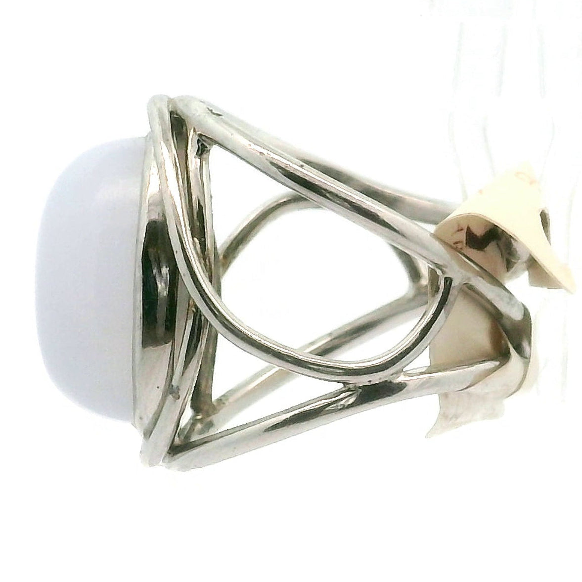 Blue Chalcedony Finger Cuff Adjustable Ring .925 Silver for Soothing the Body, Mind and Spirit