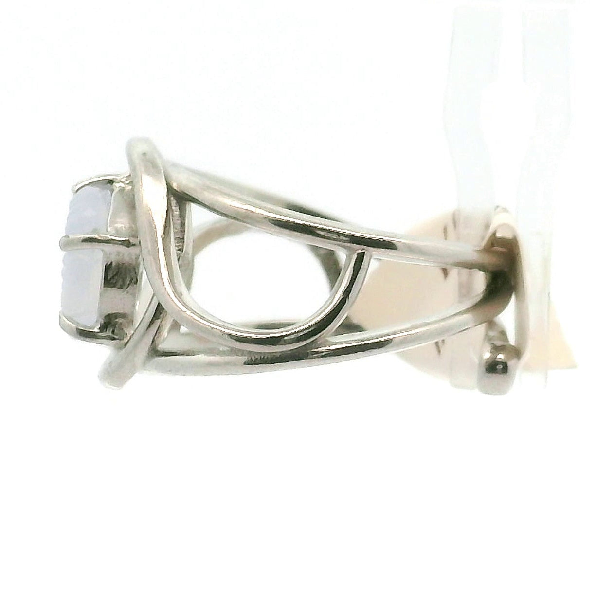 Blue Chalcedony Flower Cuff Ring .925 Silver for Soothing the Body, Mind and Spirit