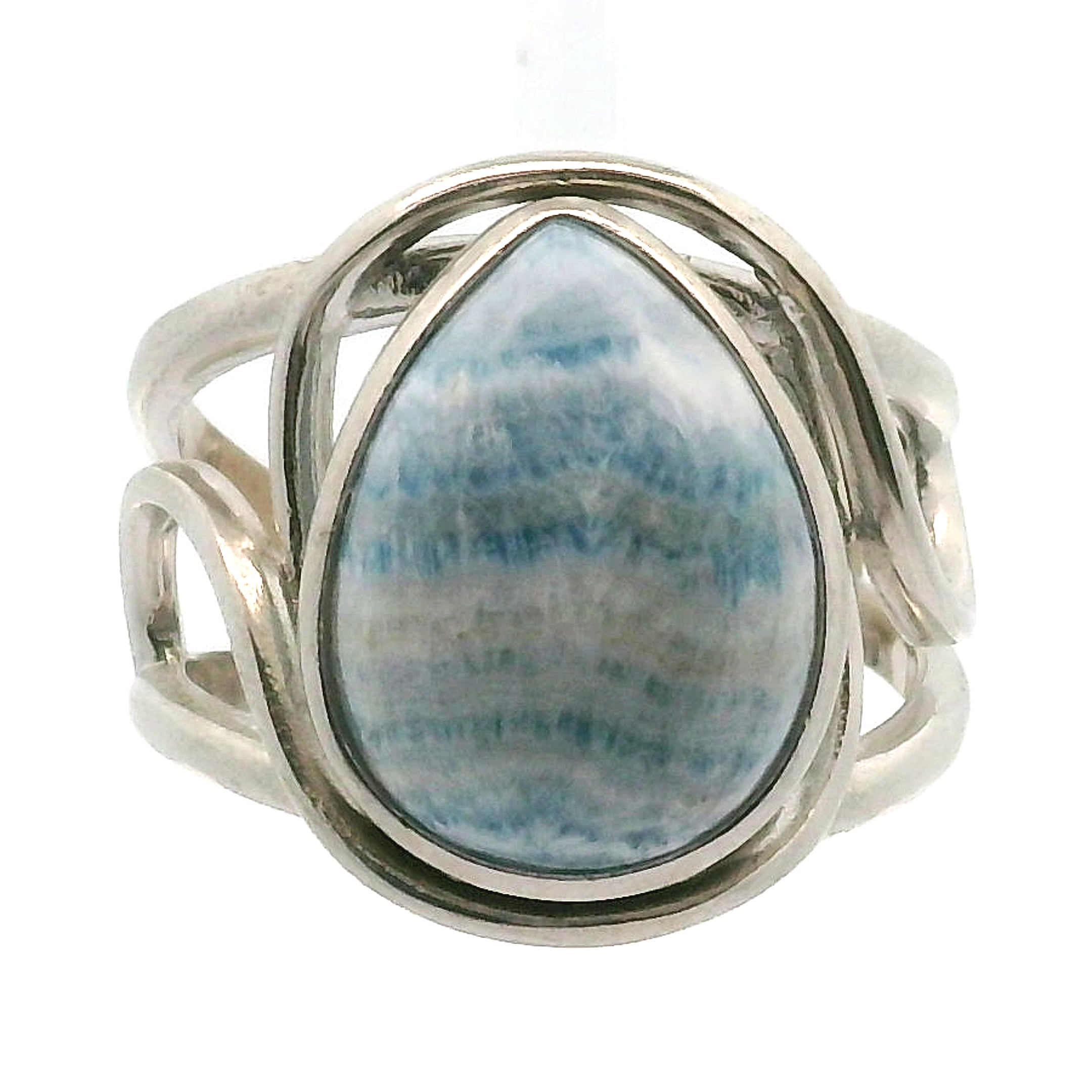 Blue Scheelite Adjustable Finger Bracelet .925 Silver for Peace of Mind and Sleep