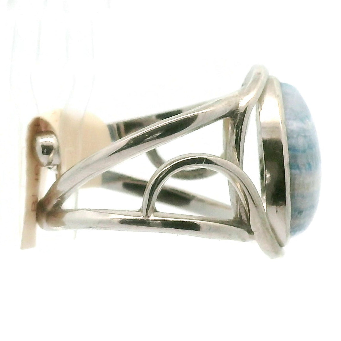 Blue Scheelite Adjustable Finger Bracelet .925 Silver for Peace of Mind and Sleep