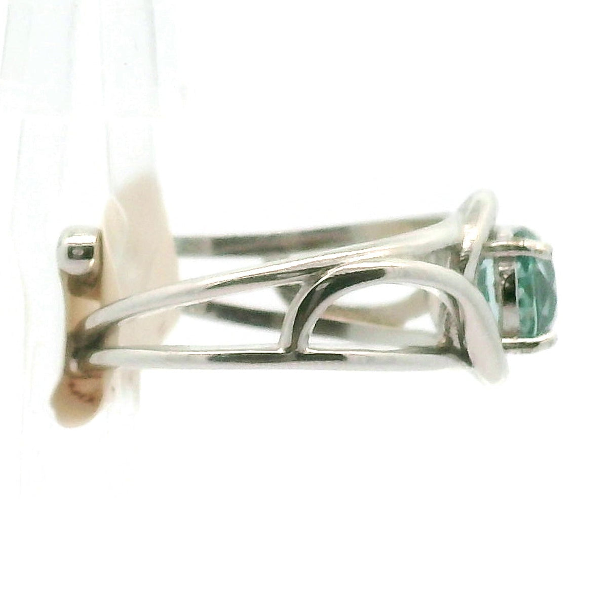 Cambodia Blue Zircon Cuff Ring .925 Silver for Healing, Enhancing, and Attracting