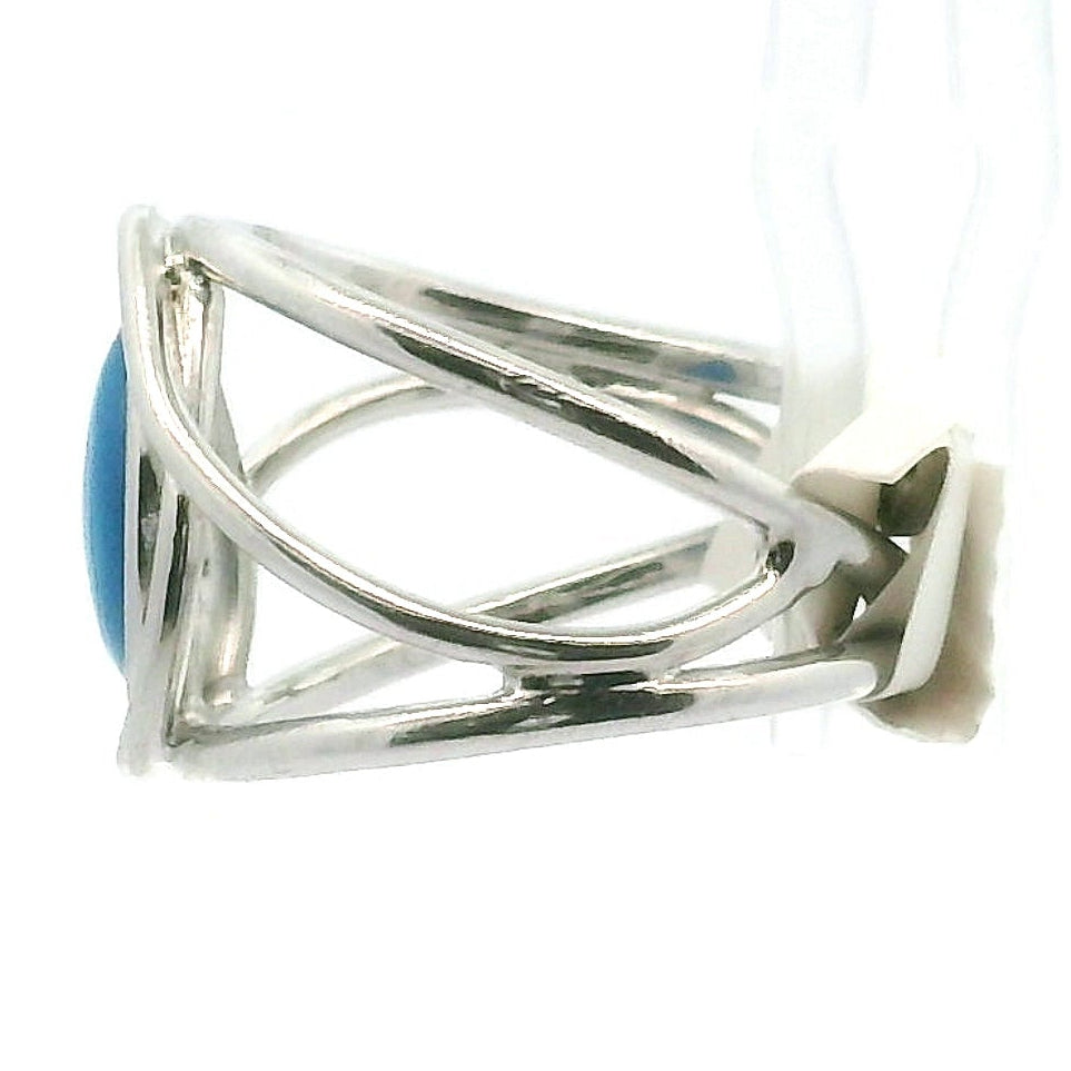 Ceruleite Midi Cuff Ring .925 Silver for Intuition, Transformation and Willpower