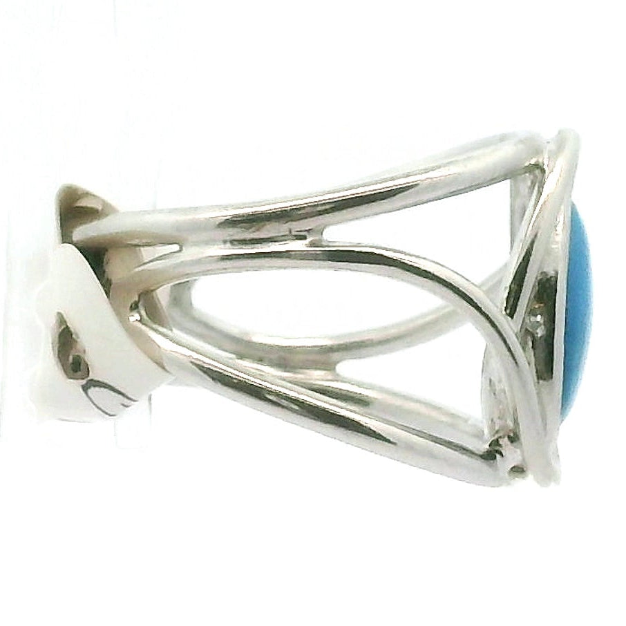Ceruleite Midi Cuff Ring .925 Silver for Intuition, Transformation and Willpower