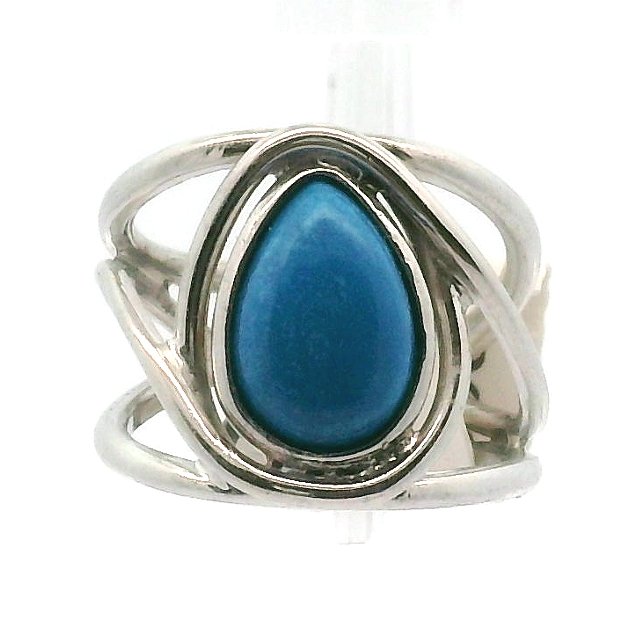 Ceruleite Midi Cuff Ring .925 Silver for Intuition, Transformation and Willpower