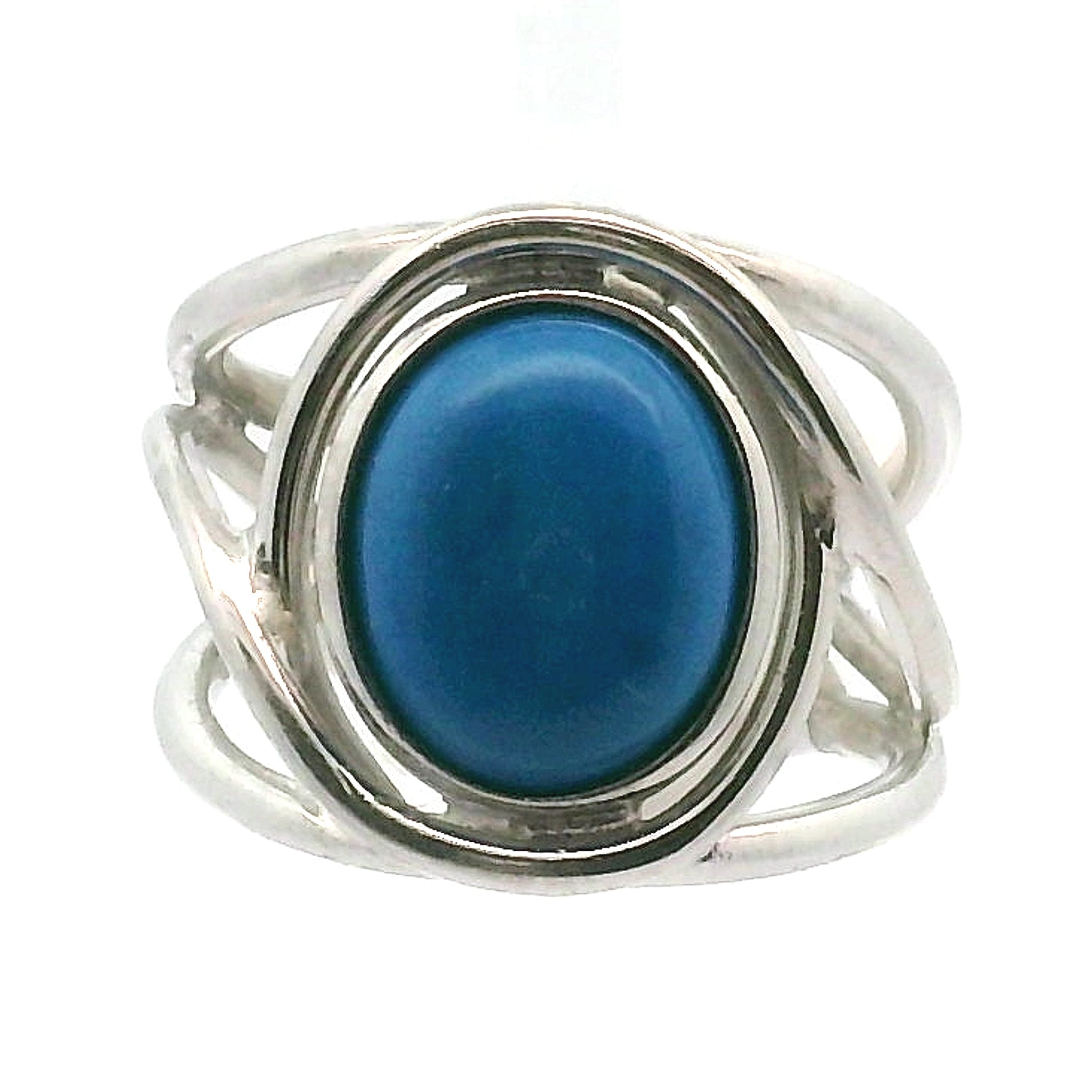 Ceruleite Midi Cuff Ring .925 Silver for Intuition, Transformation and Willpower