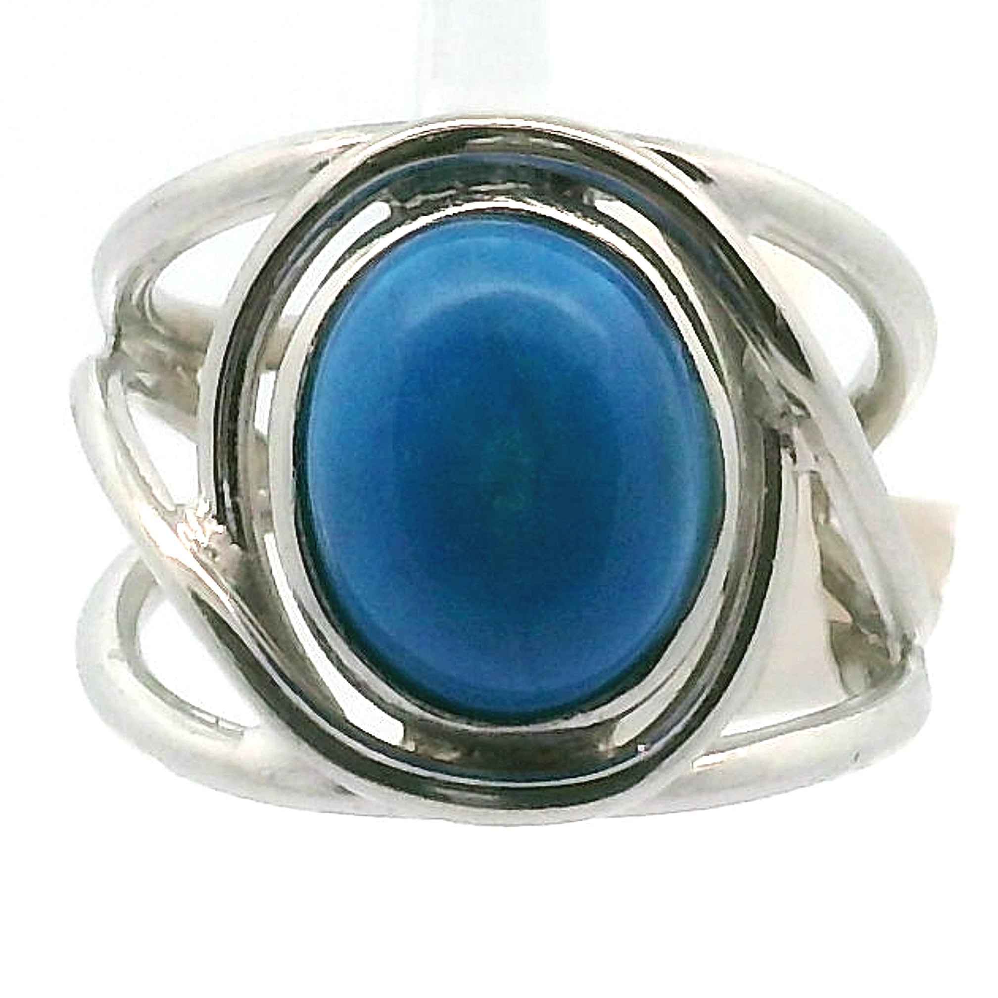 Ceruleite Midi Cuff Ring .925 Silver for Intuition, Transformation and Willpower