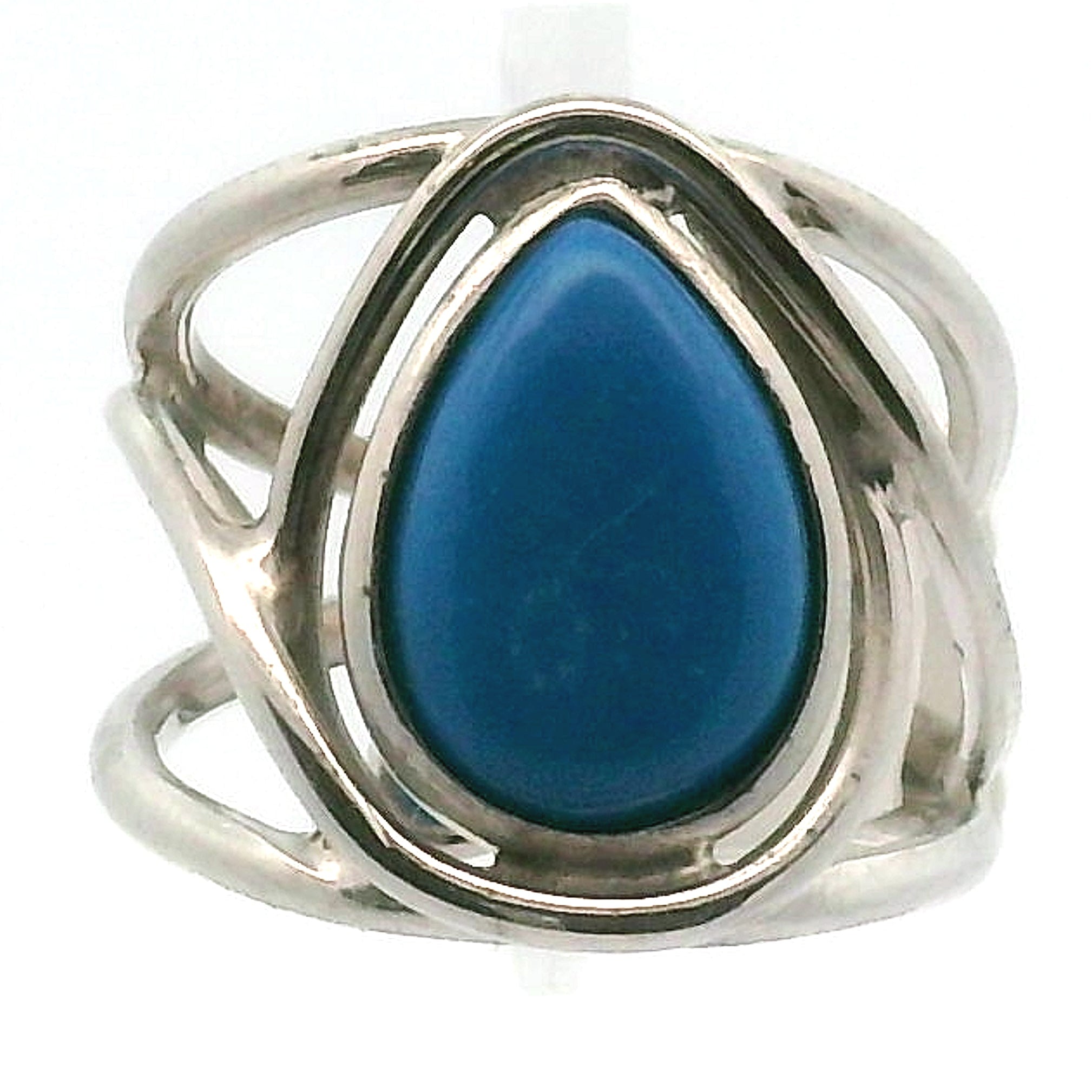 Ceruleite Midi Cuff Ring .925 Silver for Intuition, Transformation and Willpower