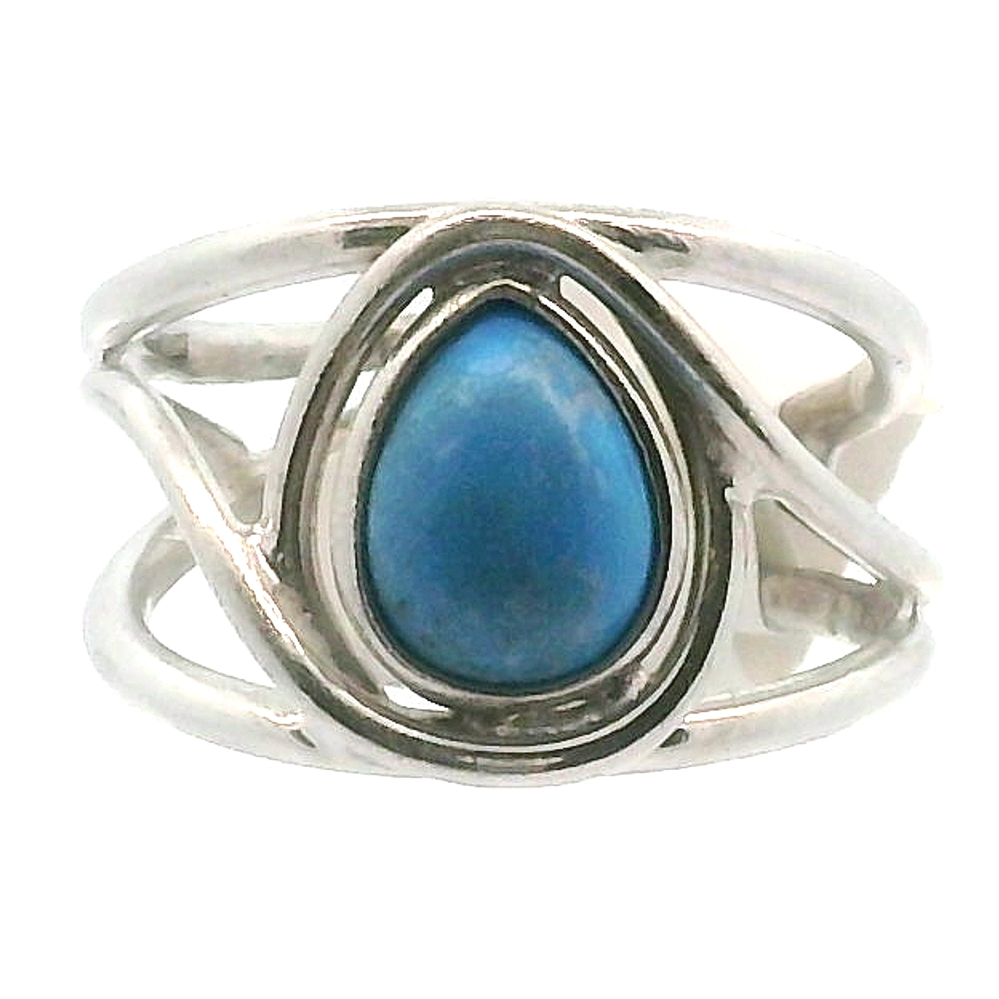 Ceruleite Midi Cuff Ring .925 Silver for Intuition, Transformation and Willpower