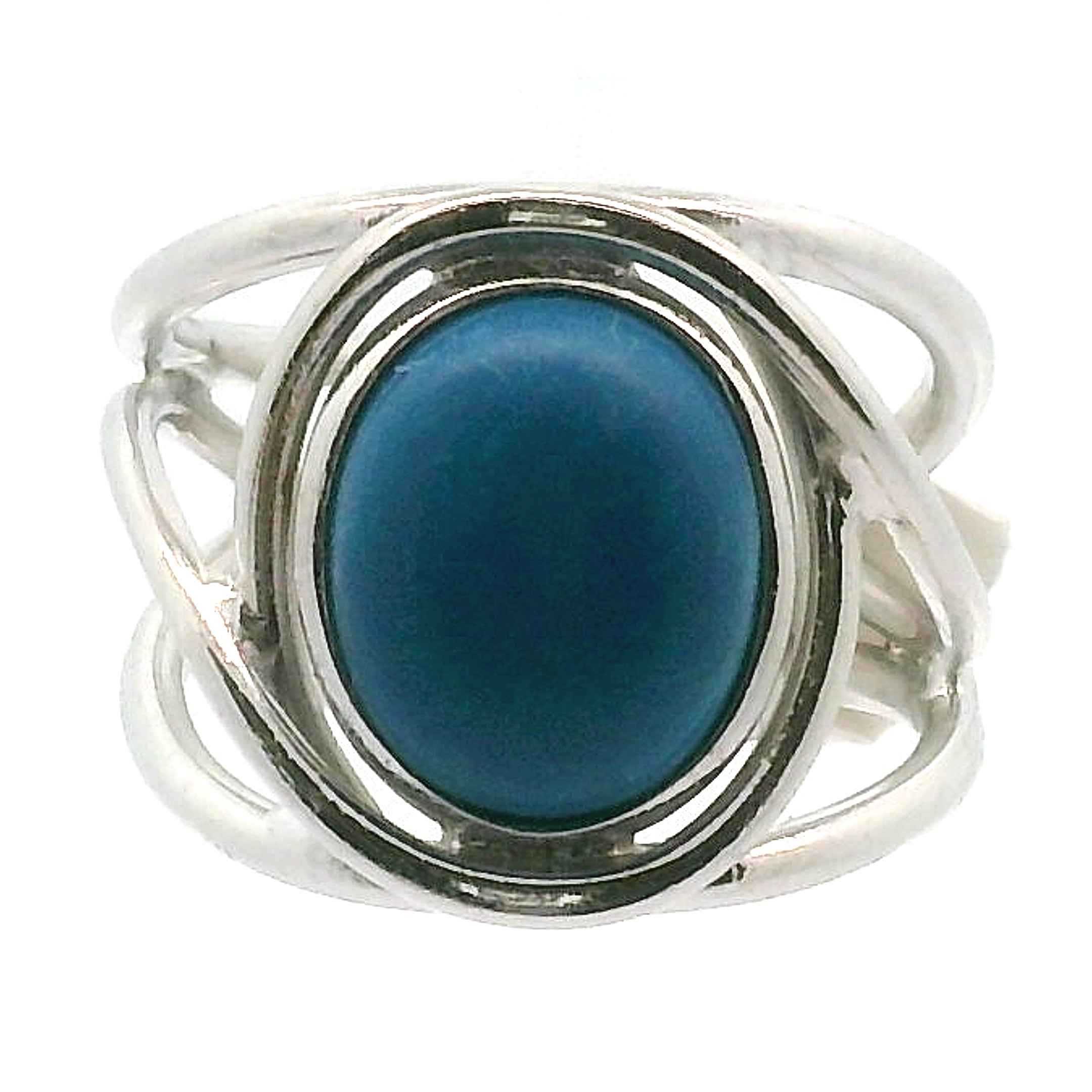 Ceruleite Midi Cuff Ring .925 Silver for Intuition, Transformation and Willpower