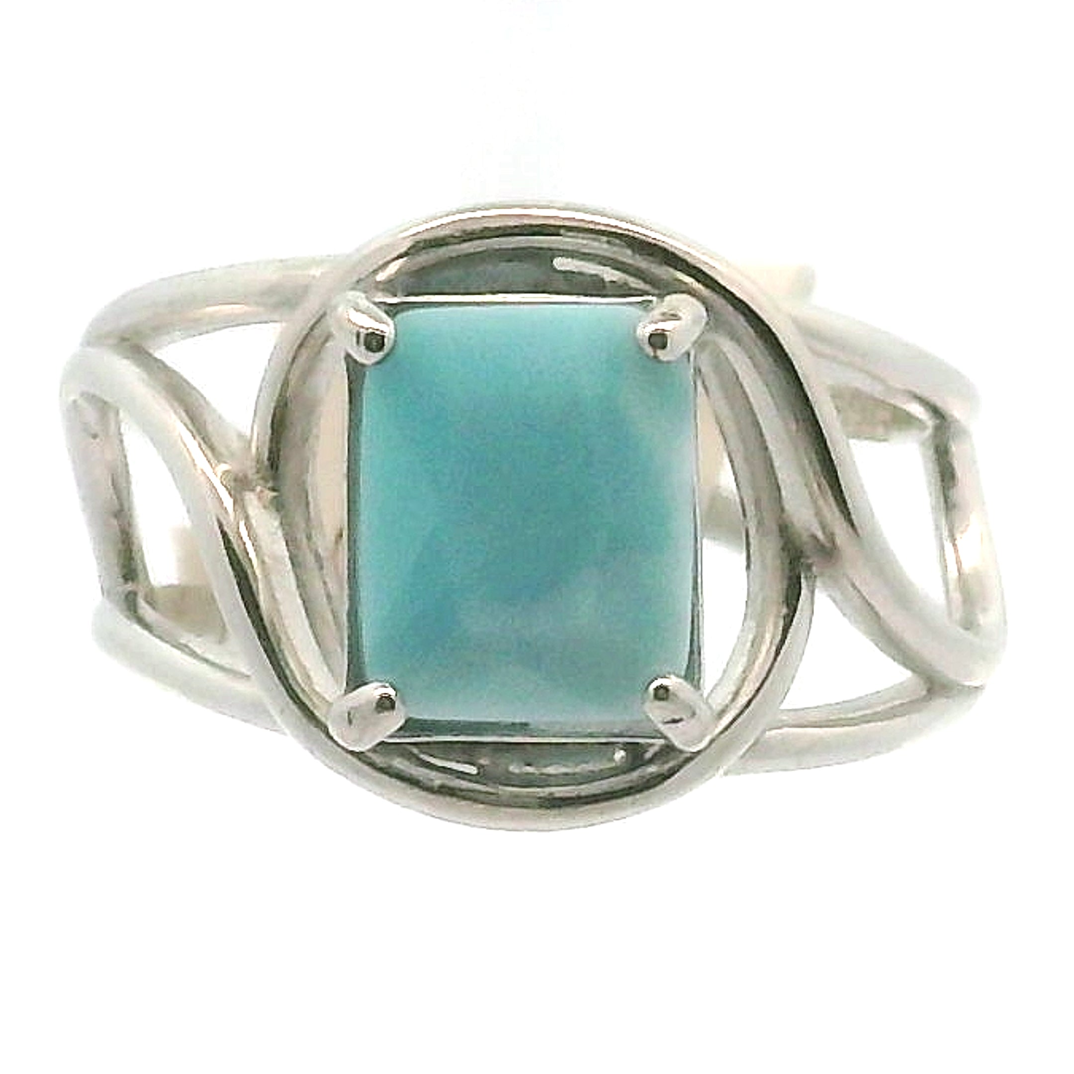 Larimar Cuff Ring .925 Silver for Peace and Tranquility