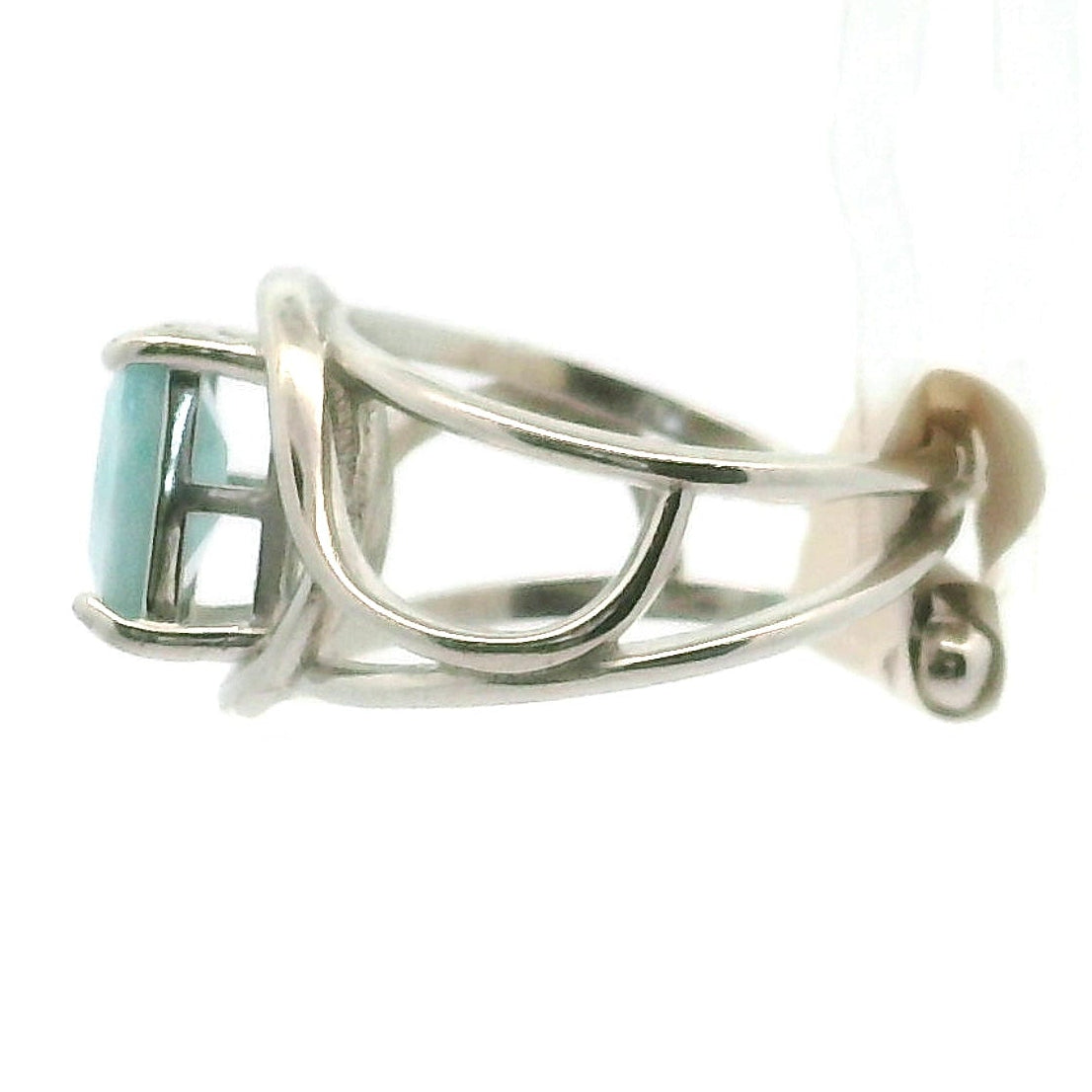 Larimar Cuff Ring .925 Silver for Peace and Tranquility