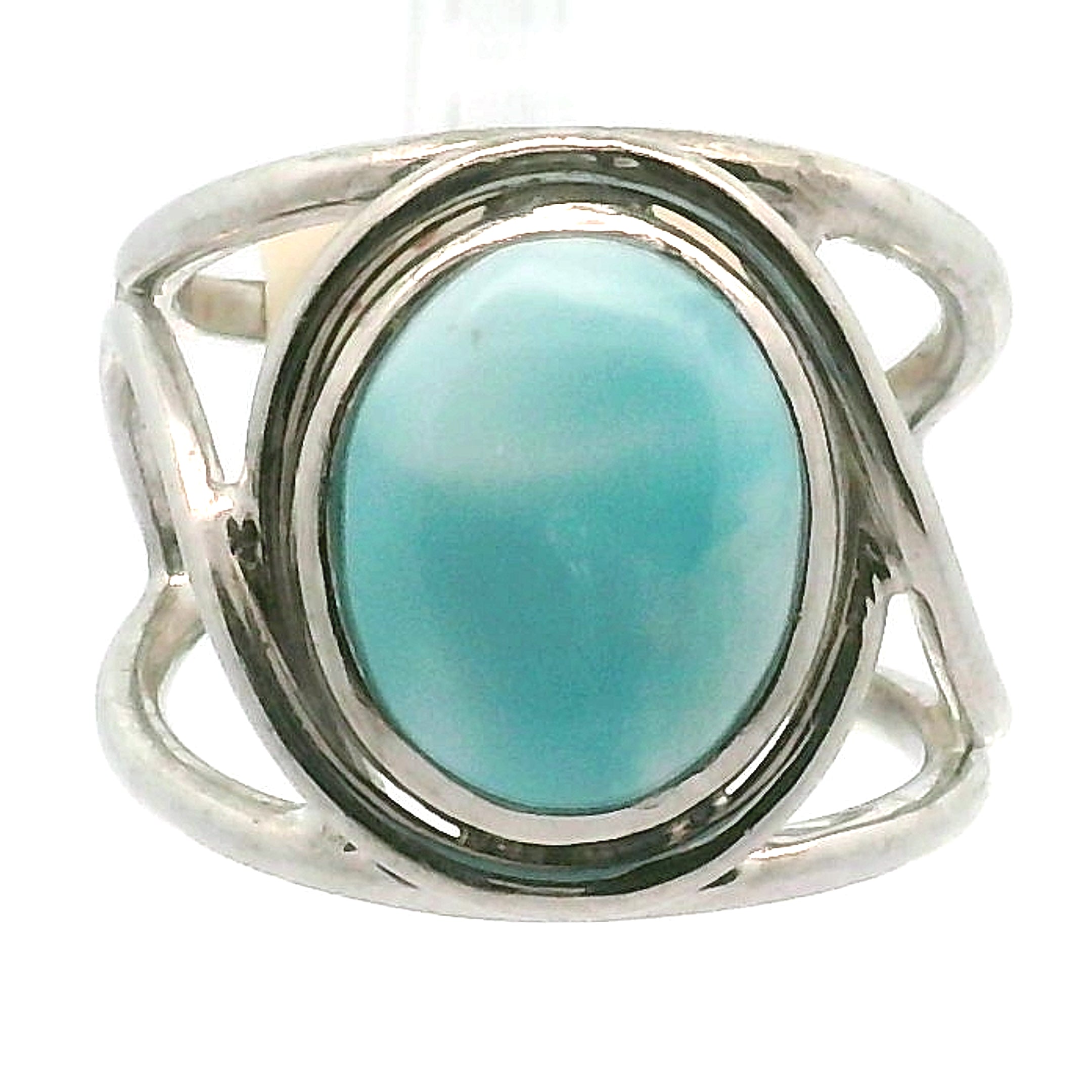 Larimar Cuff Ring .925 Silver for Peace and Tranquility