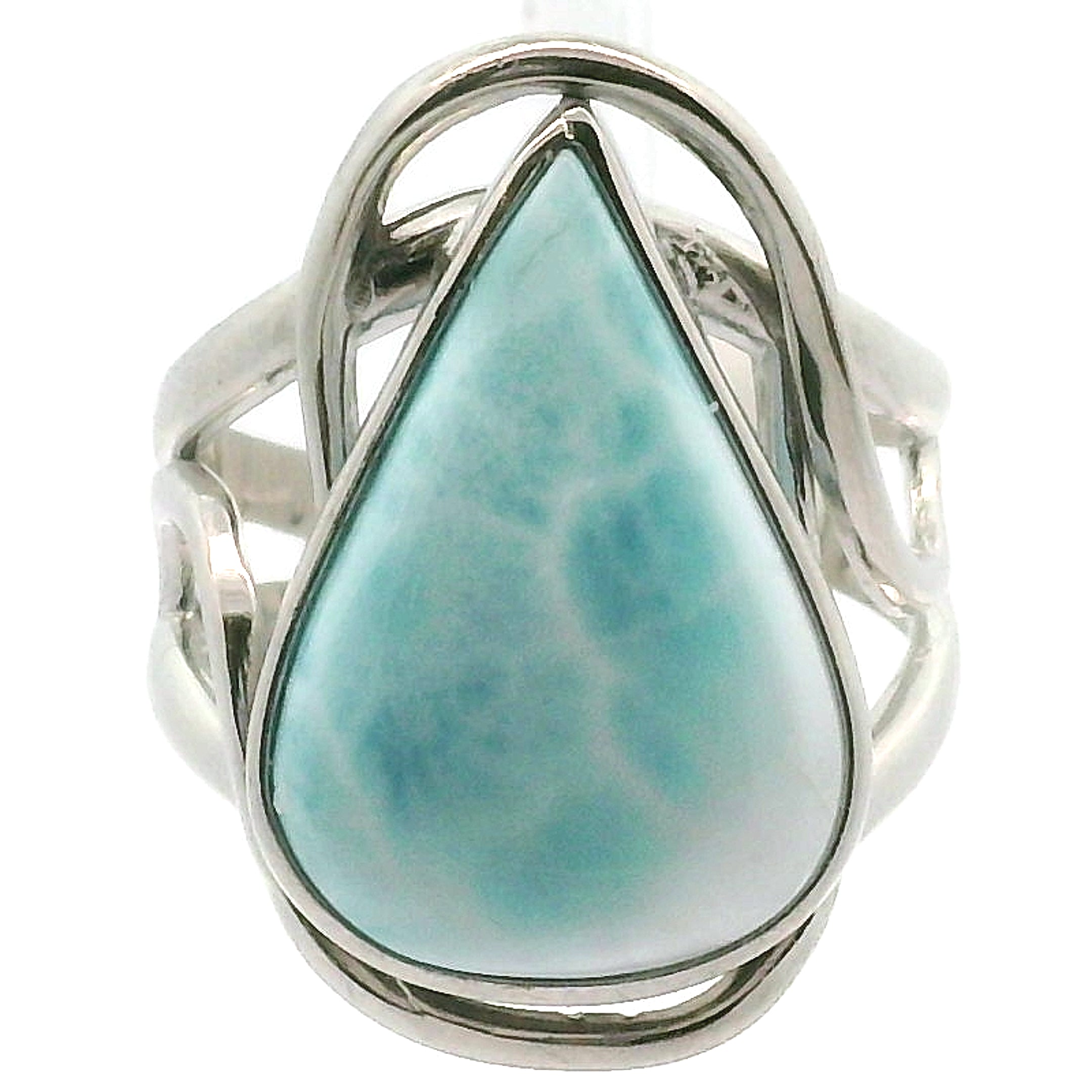 Larimar Midi Cuff Ring .925 Silver for Calmness, Healing, Peace & Tranquility