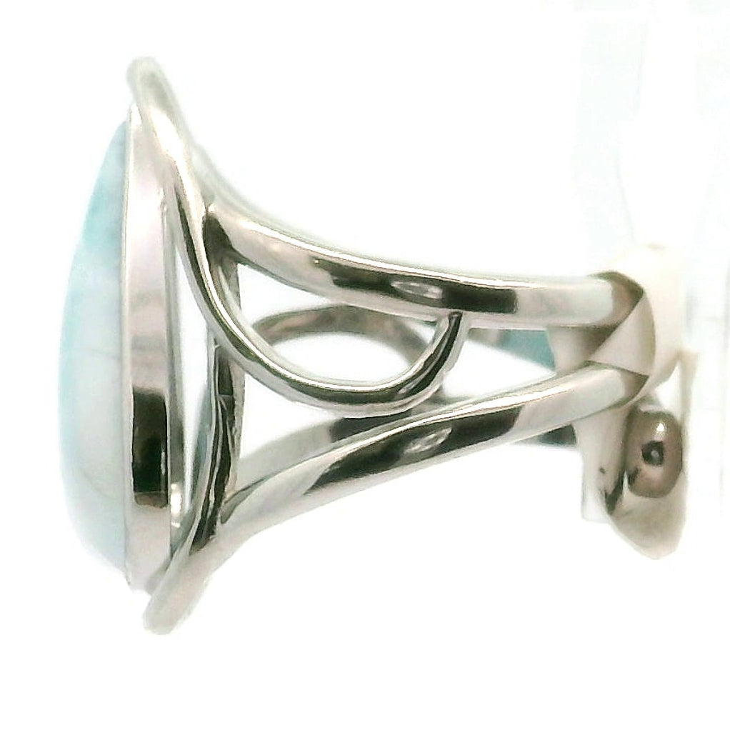 Larimar Midi Cuff Ring .925 Silver for Calmness, Healing, Peace & Tranquility