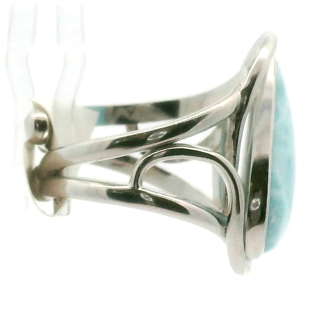 Larimar Midi Cuff Ring .925 Silver for Calmness, Healing, Peace & Tranquility