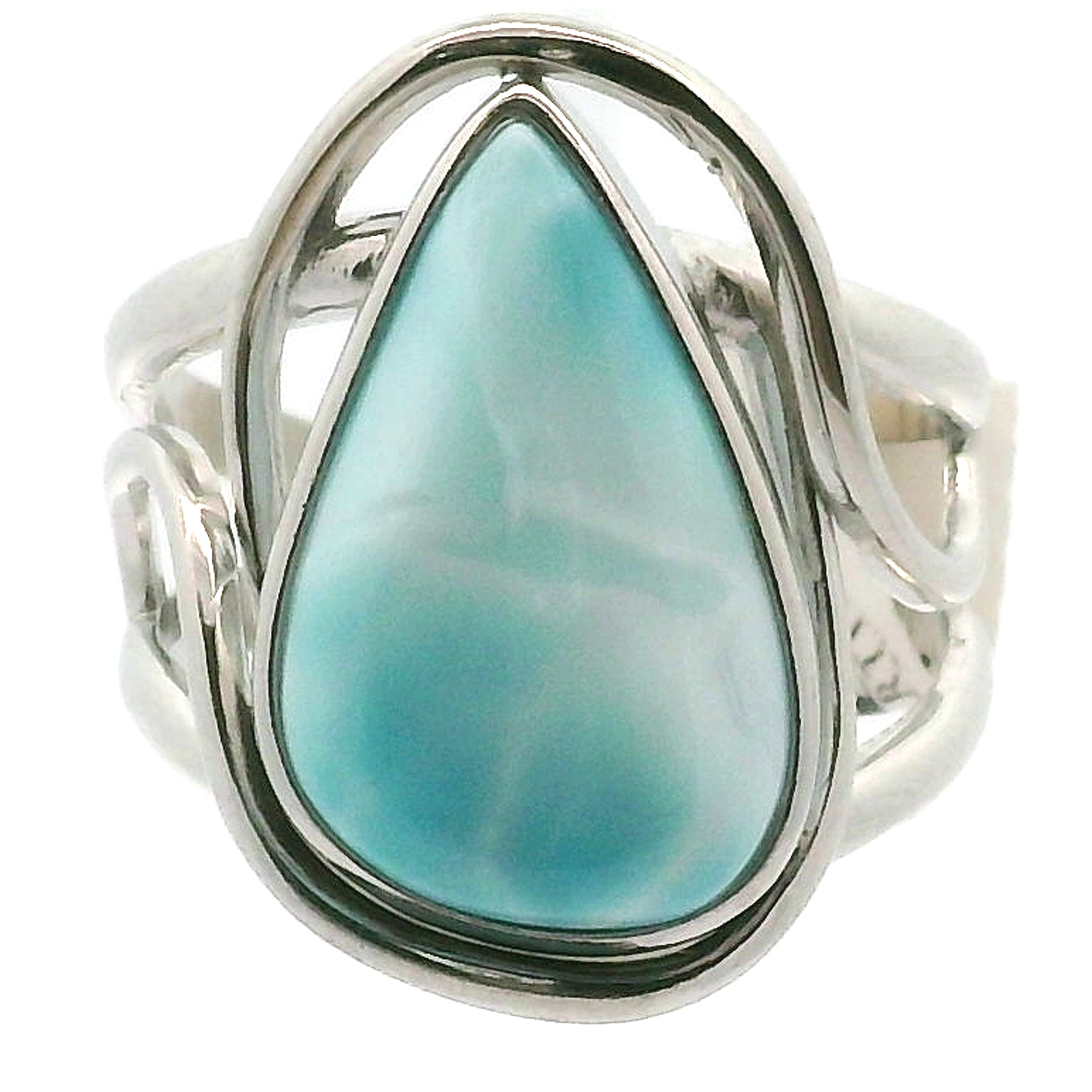 Larimar Midi Cuff Ring .925 Silver for Calmness, Healing, Peace & Tranquility