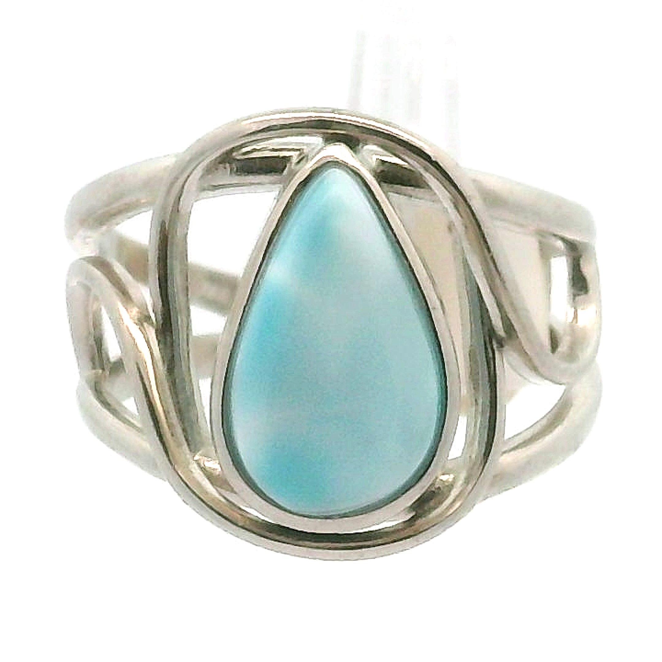 Larimar Midi Cuff Ring .925 Silver for Calmness, Healing, Peace & Tranquility