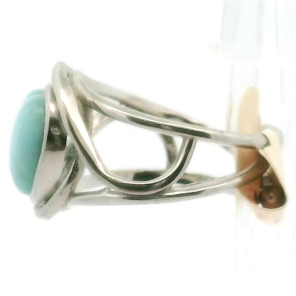 Larimar Divine Adjustable Finger Cuff Ring .925 Silver for Peaceful Goddess Vibes