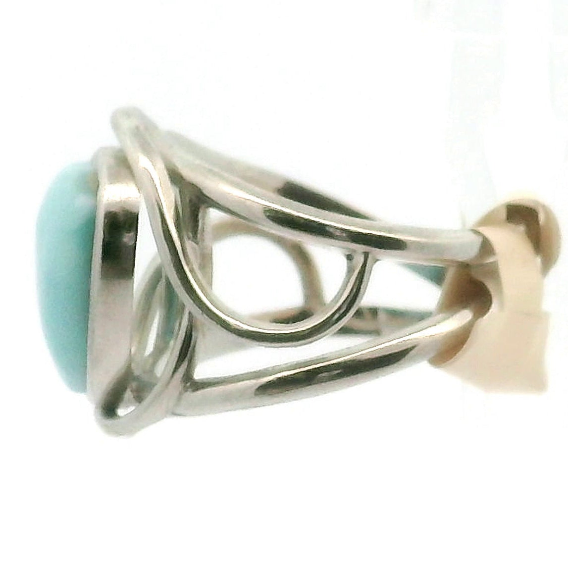 Larimar Divine Adjustable Finger Cuff Ring .925 Silver for Peaceful Goddess Vibes