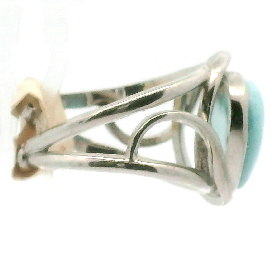 Larimar Divine Adjustable Finger Cuff Ring .925 Silver for Peaceful Goddess Vibes