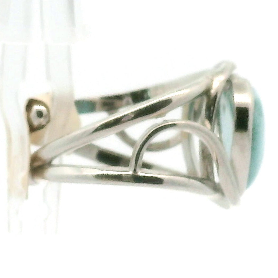 Larimar Divine Adjustable Finger Cuff Ring .925 Silver for Peaceful Goddess Vibes