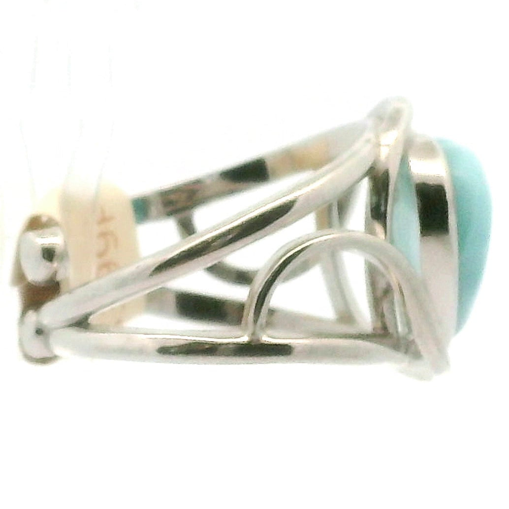 Larimar Divine Adjustable Finger Cuff Ring .925 Silver for Peaceful Goddess Vibes