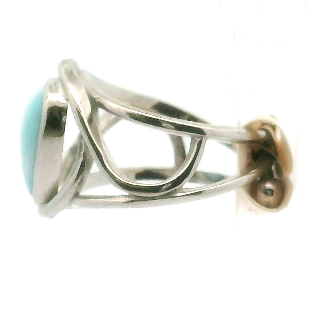 Larimar Divine Adjustable Finger Cuff Ring .925 Silver for Peaceful Goddess Vibes