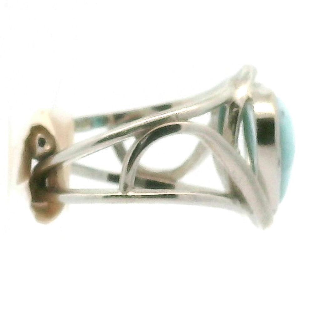 Larimar Divine Adjustable Finger Cuff Ring .925 Silver for Peaceful Goddess Vibes