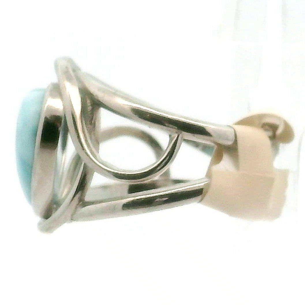 Larimar Divine Adjustable Finger Cuff Ring .925 Silver for Peaceful Goddess Vibes