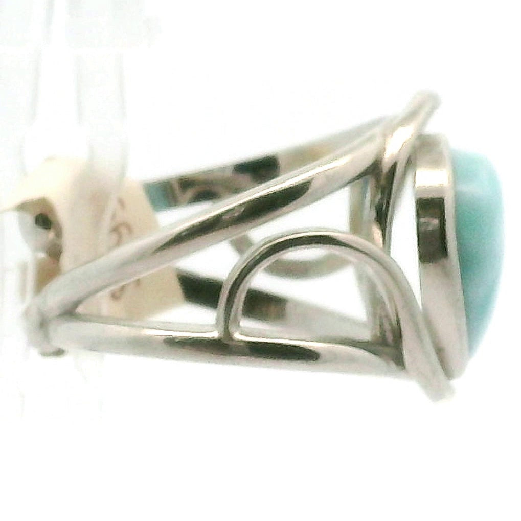 Larimar Divine Adjustable Finger Cuff Ring .925 Silver for Peaceful Goddess Vibes