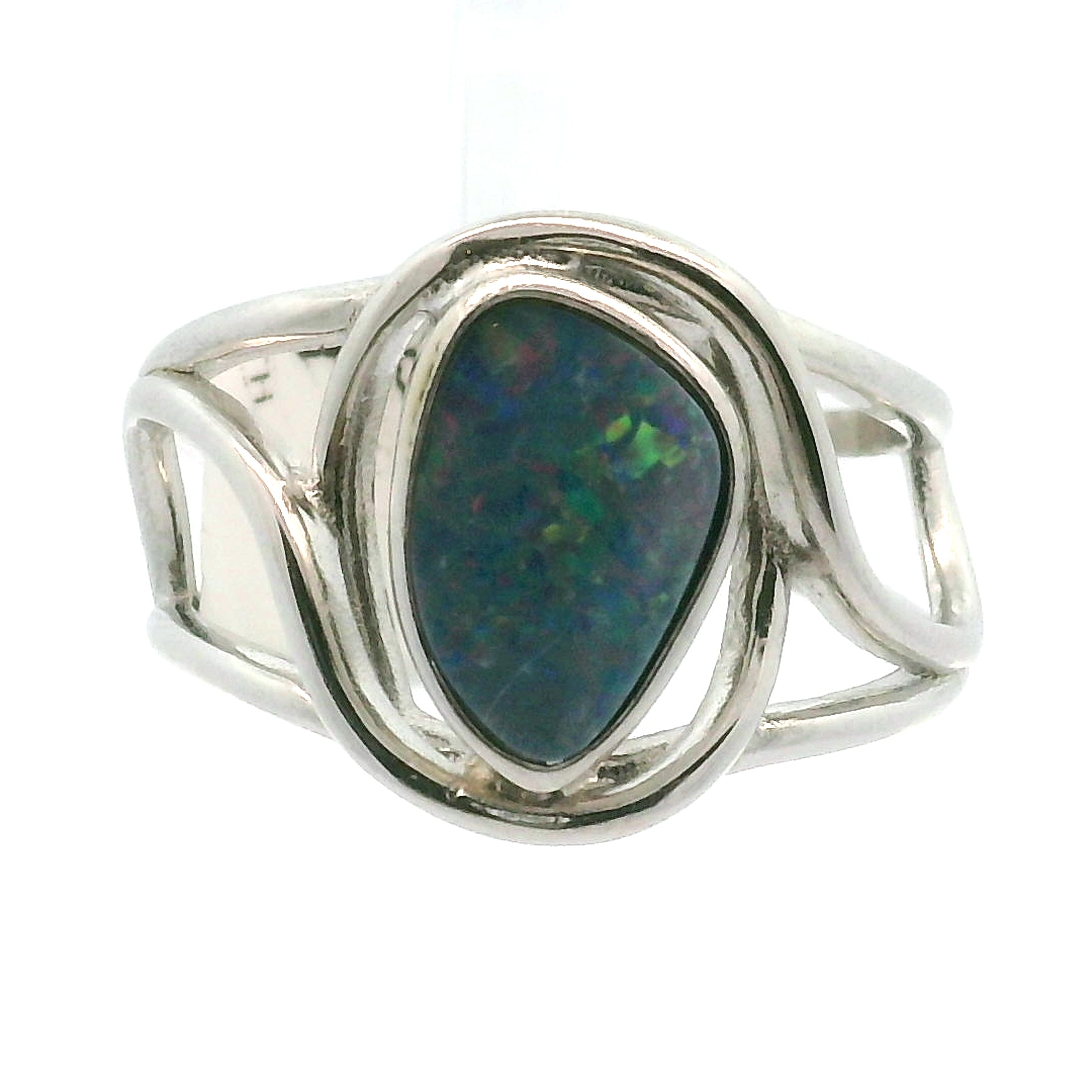 Australian Opal Cuff Ring .925 Silver for Joy and Self Discovery