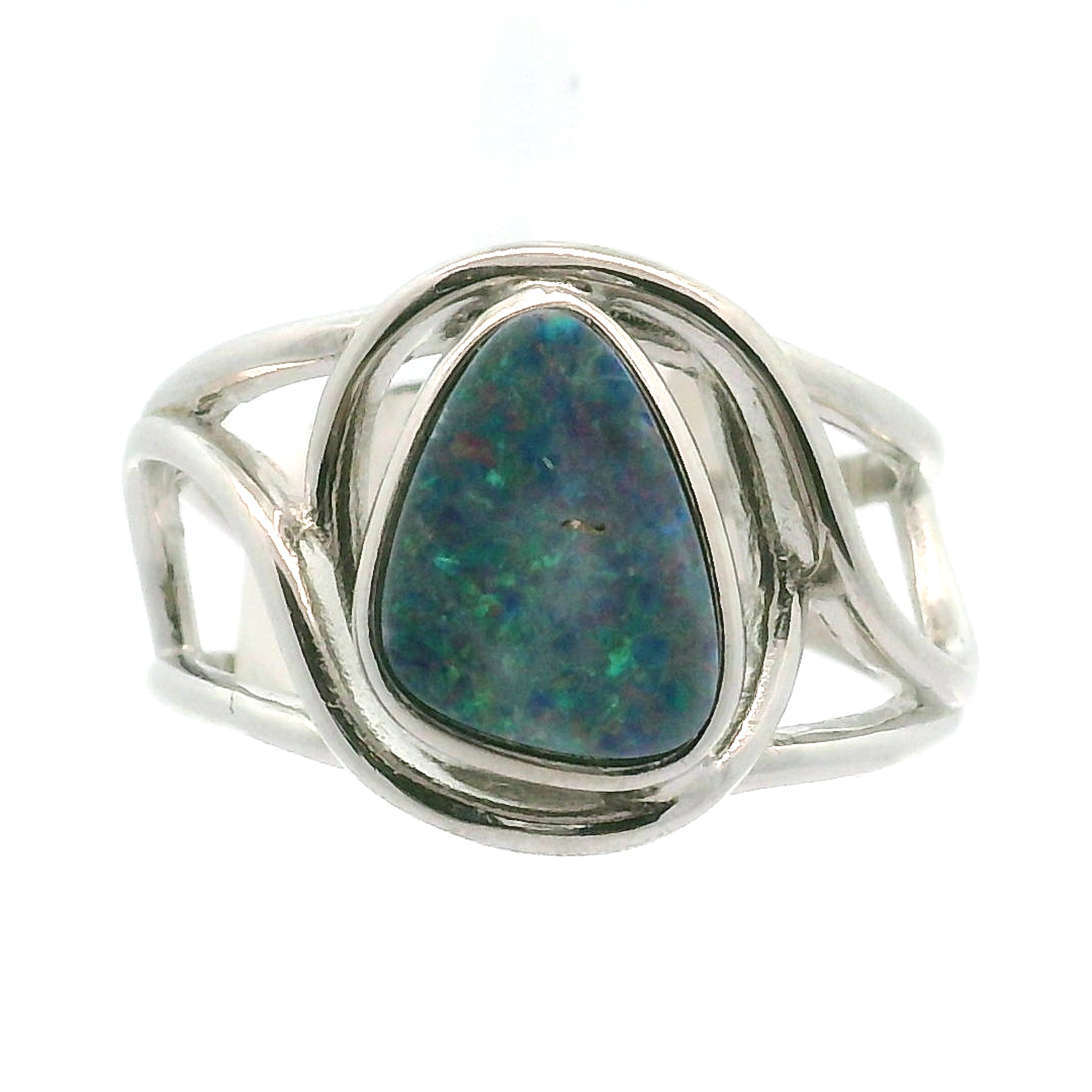 Australian Opal Cuff Ring .925 Silver for Joy and Self Discovery