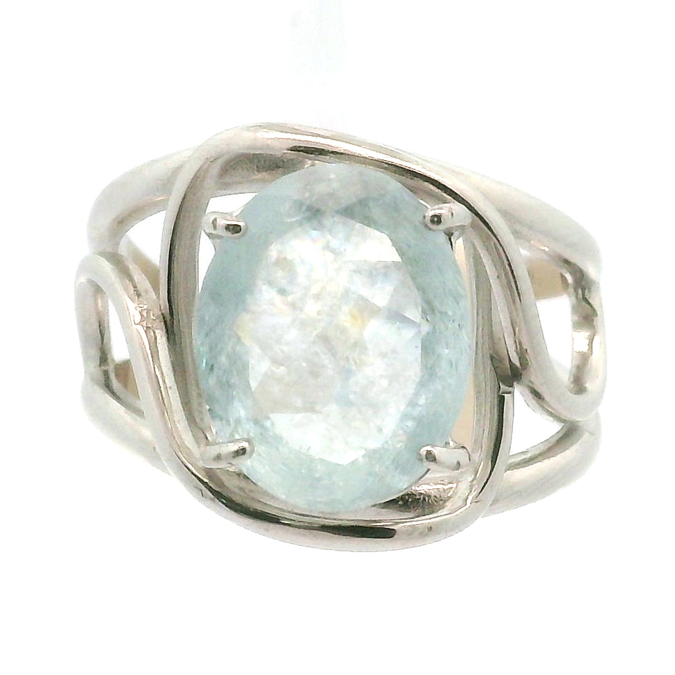 Shimmerine Aquamarine Cuff Ring .925 Silver for Allowing Your Truth & Individuality to Shine