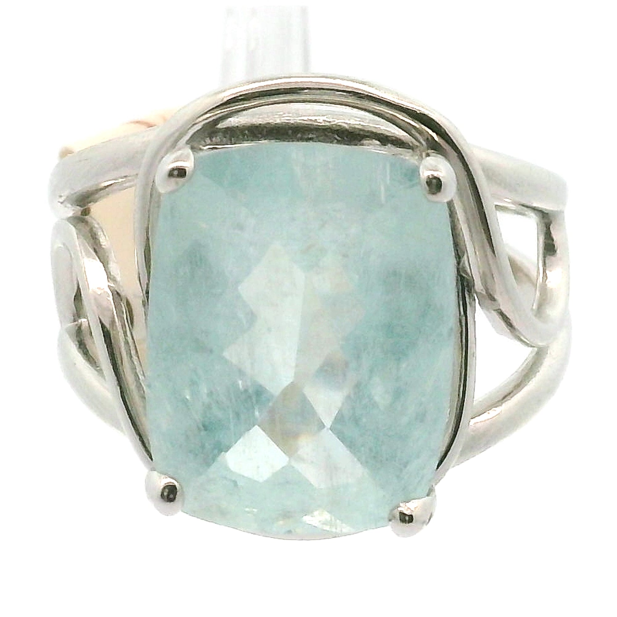 Shimmerine Aquamarine Cuff Ring .925 Silver for Allowing Your Truth & Individuality to Shine