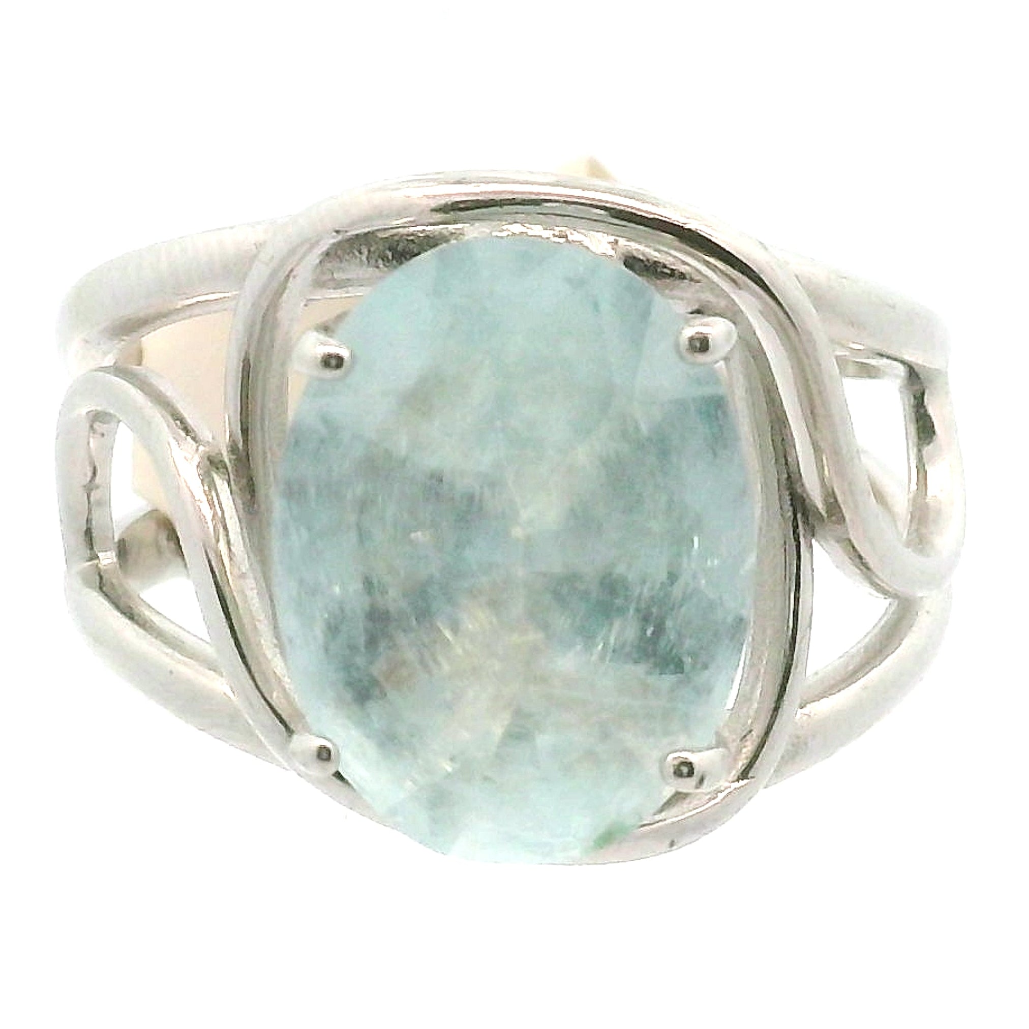 Shimmerine Aquamarine Cuff Ring .925 Silver for Allowing Your Truth & Individuality to Shine
