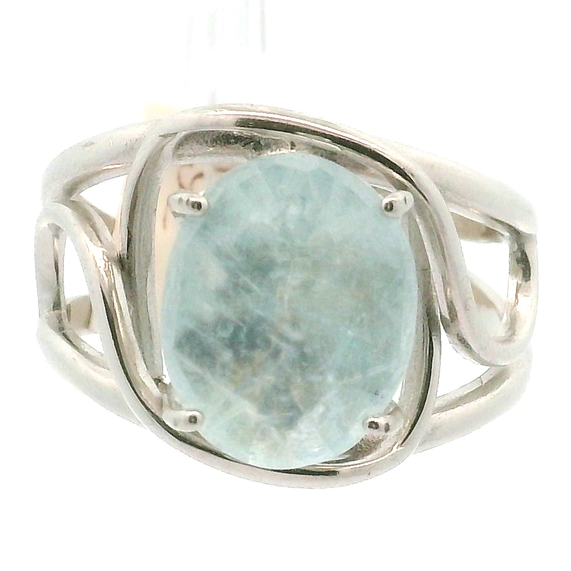 Shimmerine Aquamarine Cuff Ring .925 Silver for Allowing Your Truth & Individuality to Shine