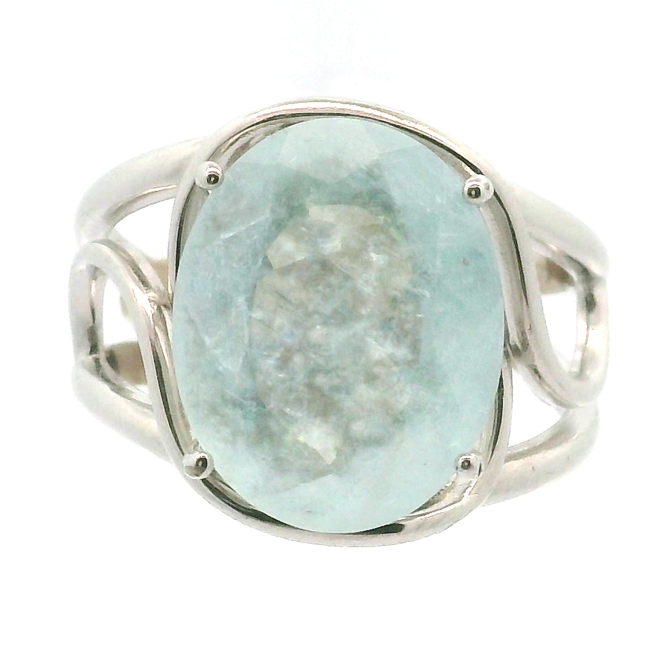 Shimmerine Aquamarine Cuff Ring .925 Silver for Allowing Your Truth & Individuality to Shine