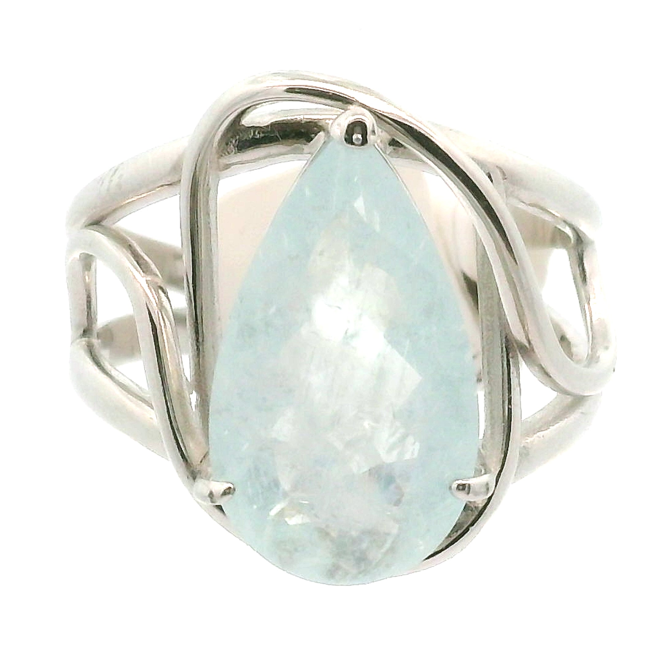 Shimmerine Aquamarine Cuff Ring .925 Silver for Allowing Your Truth & Individuality to Shine