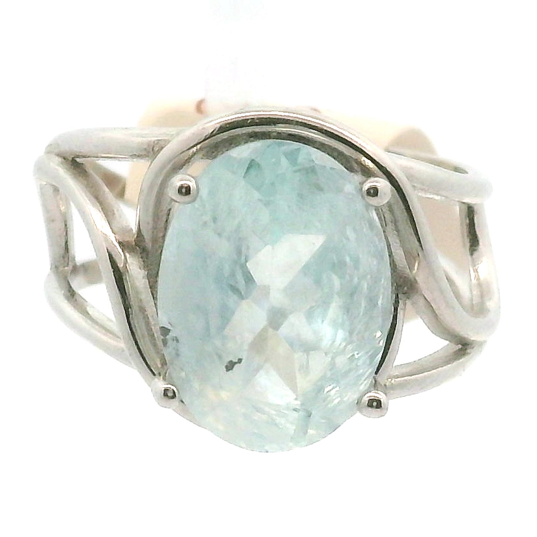 Shimmerine Aquamarine Cuff Ring .925 Silver for Allowing Your Truth & Individuality to Shine