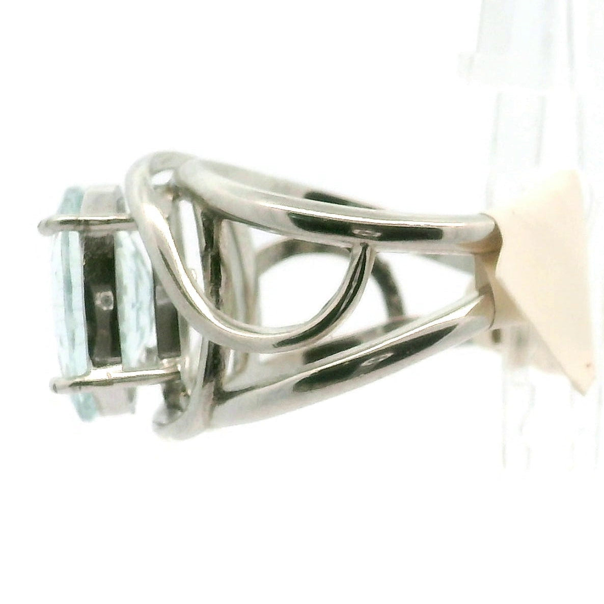 Rutilated Aquamarine Cuff Ring .925 Silver for Peaceful Travels and Protection