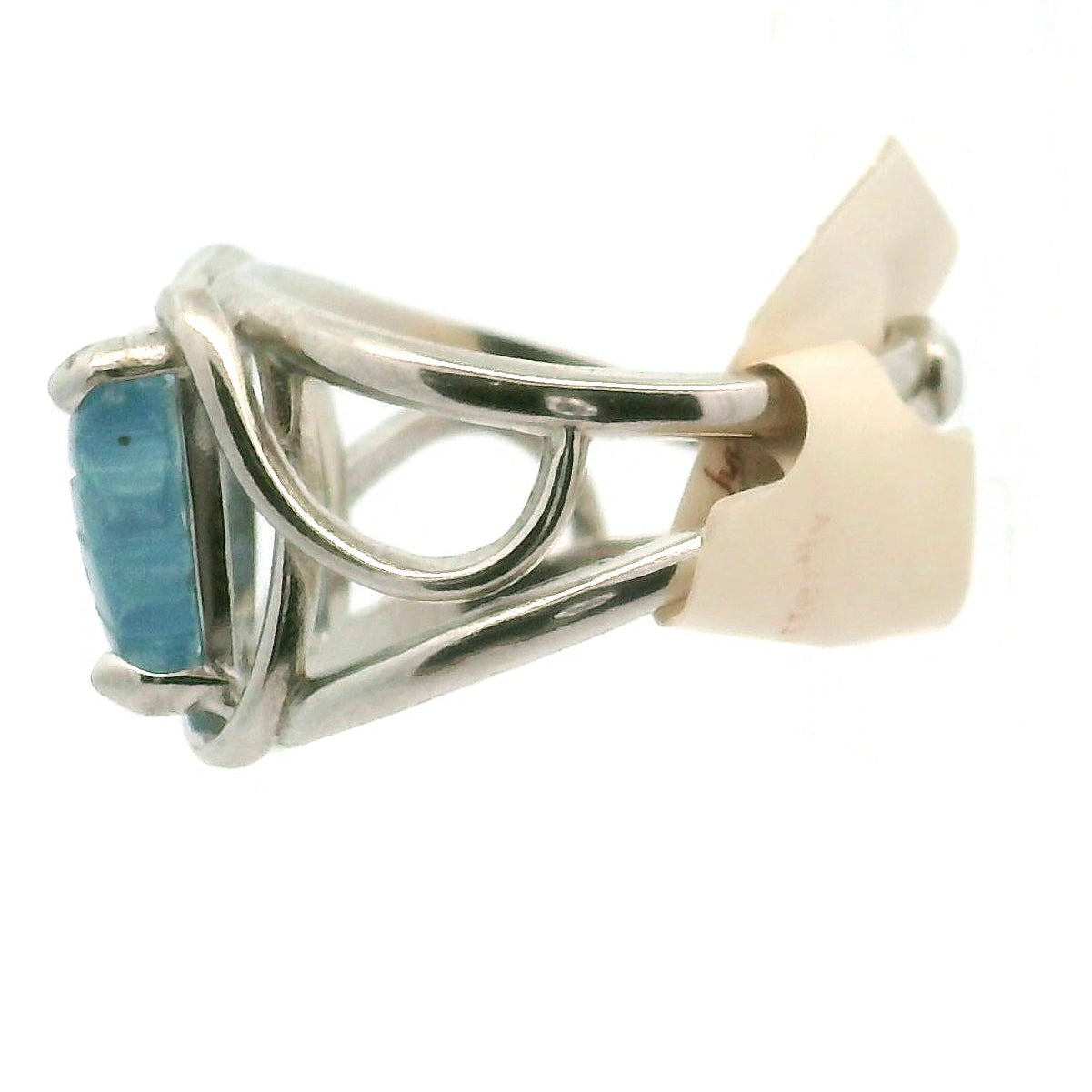 Aquamarine Butterfly Finger Cuff Adjustable Ring .925 Silver for Peaceful Travels and Protection