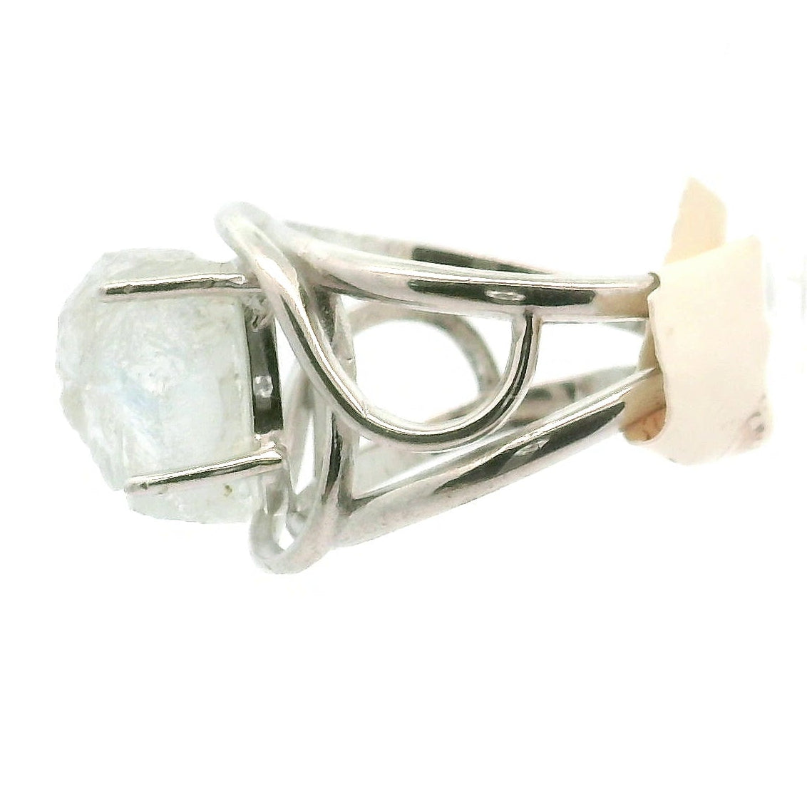 Ukrainian Blue Topaz Cuff Ring .925 Silver for Higher Levels of Awareness, Peaceful Communication and Clarity