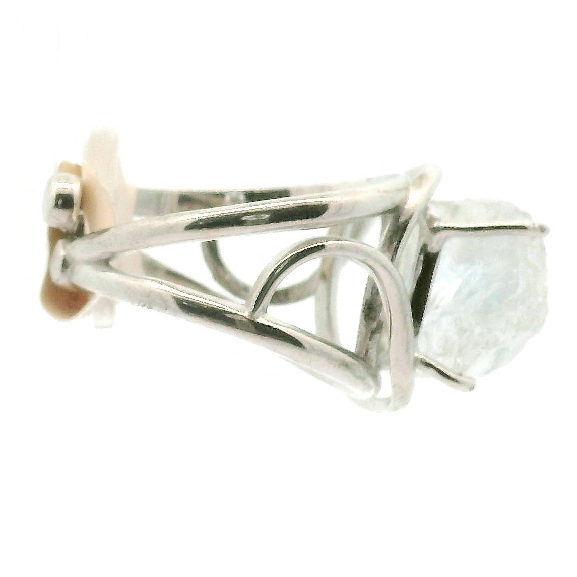 Ukrainian Blue Topaz Cuff Ring .925 Silver for Higher Levels of Awareness, Peaceful Communication and Clarity