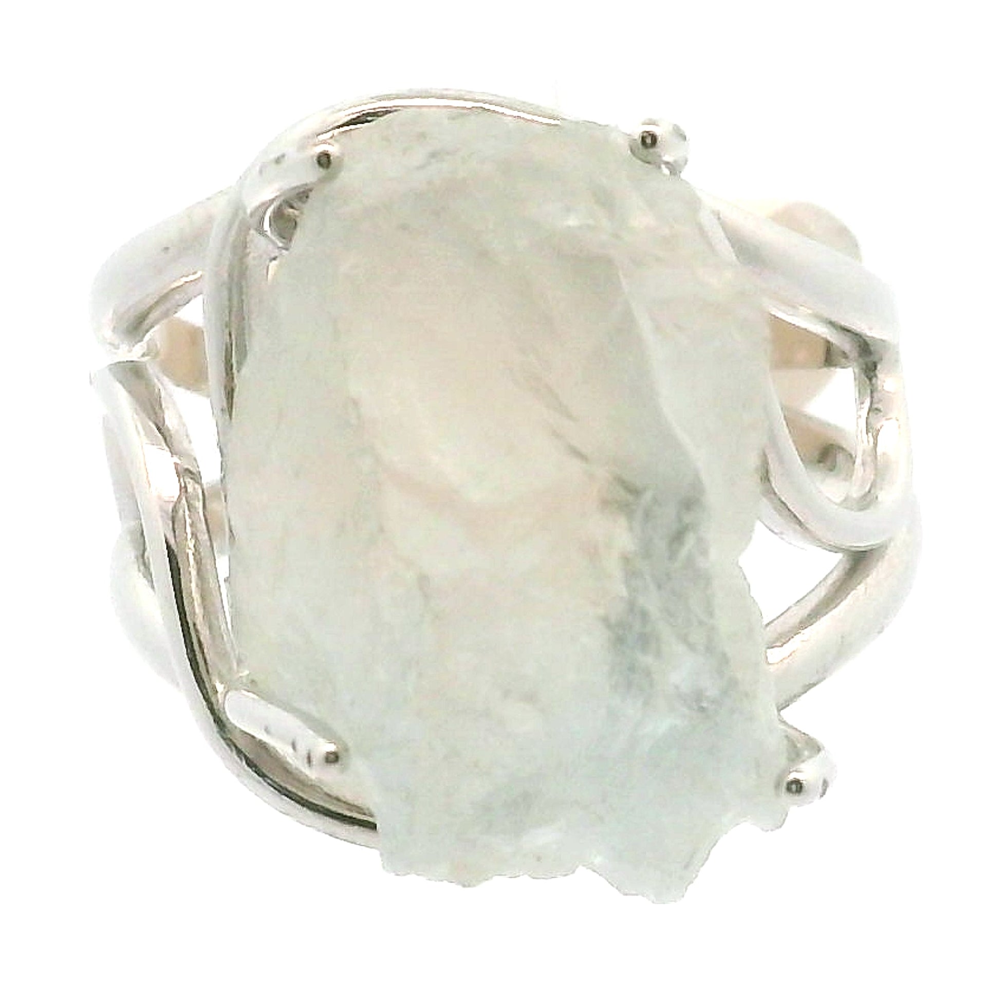 Ukrainian Blue Topaz Cuff Ring .925 Silver for Higher Levels of Awareness, Peaceful Communication and Clarity